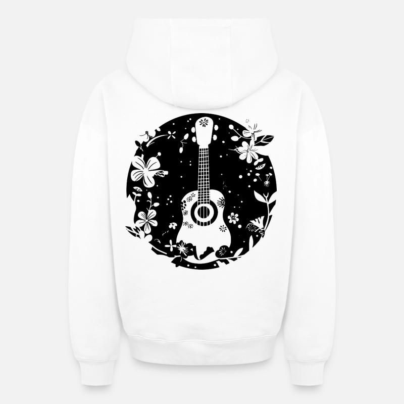Ukulélé Style BD - Sweat à capuche unisexe zippé oversize épais SPREAD - blanc