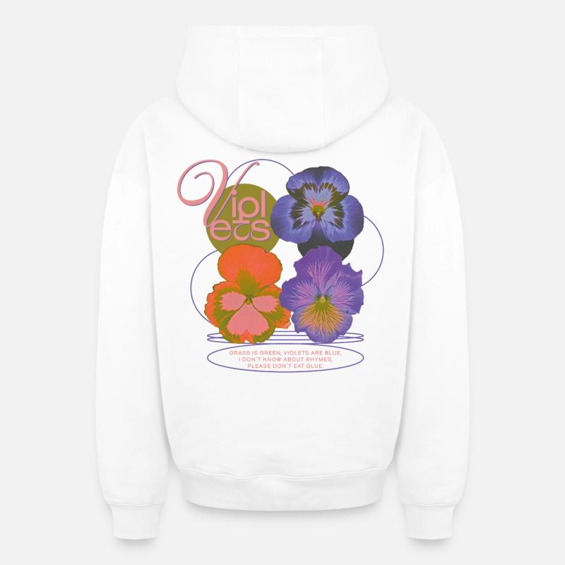 Poème de Violet Fleur Humour - Sweat à capuche unisexe zippé oversize épais SPREAD - blanc