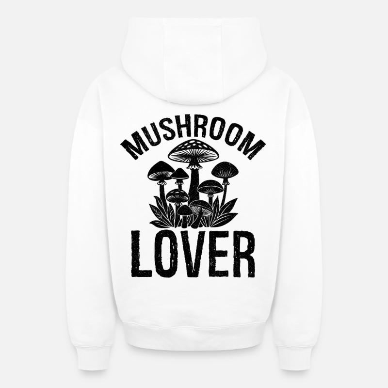Amateur de champignons - Sweat à capuche unisexe zippé oversize épais SPREAD - blanc