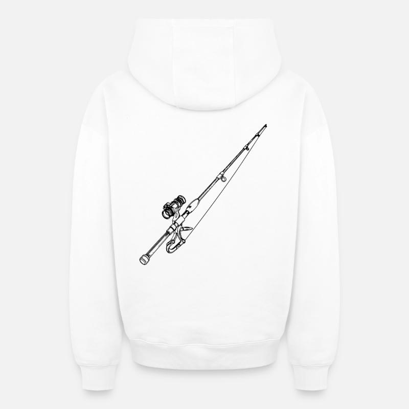 Canne à pêche - Sweat à capuche unisexe zippé oversize épais SPREAD - blanc