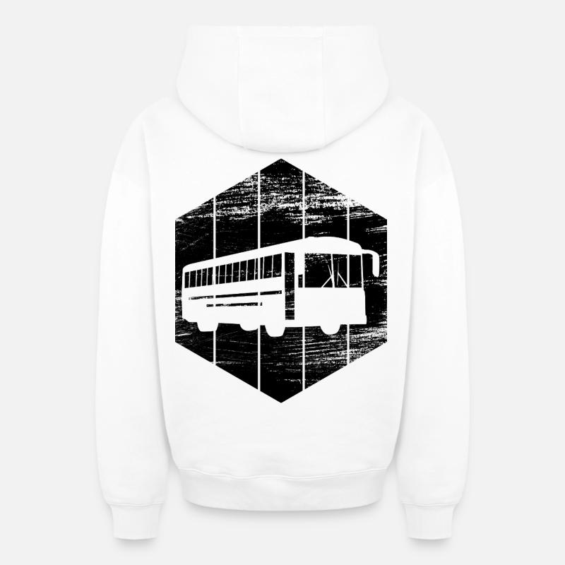 bus - Sweat à capuche unisexe zippé oversize épais SPREAD - blanc