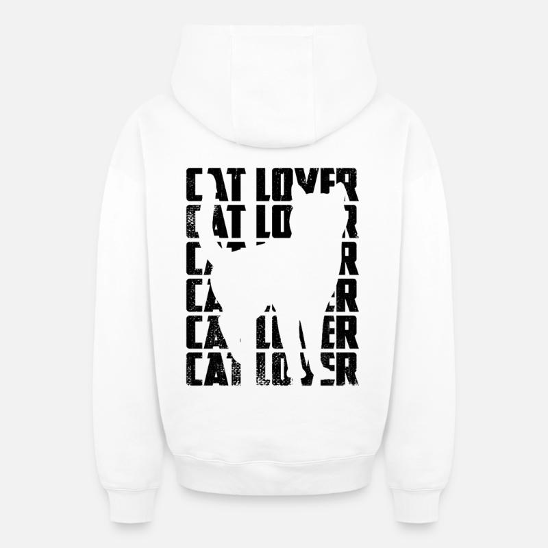 Amoureux des chats - Sweat à capuche unisexe zippé oversize épais SPREAD - blanc