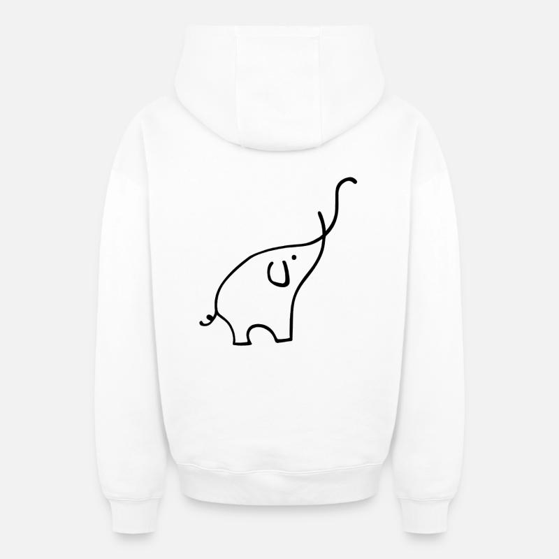 Éléphant - Sweat à capuche unisexe zippé oversize épais SPREAD - blanc