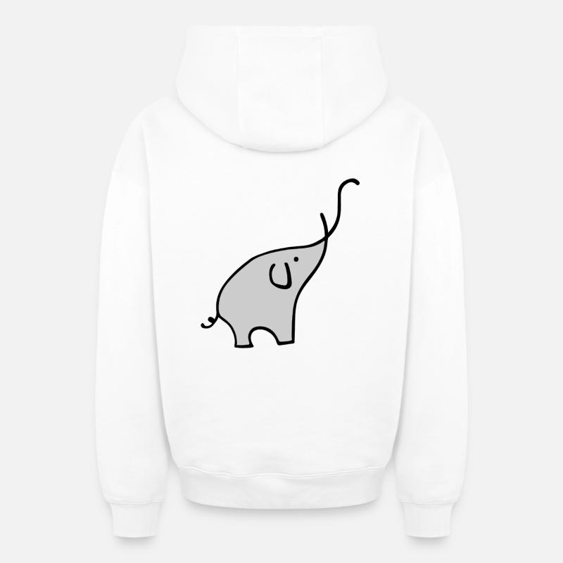 Éléphan - Sweat à capuche unisexe zippé oversize épais SPREAD - blanc