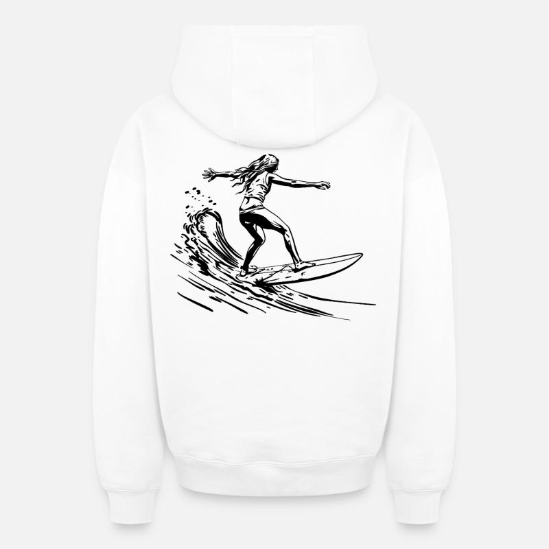 Surfeuses - Sweat à capuche unisexe zippé oversize épais SPREAD - blanc