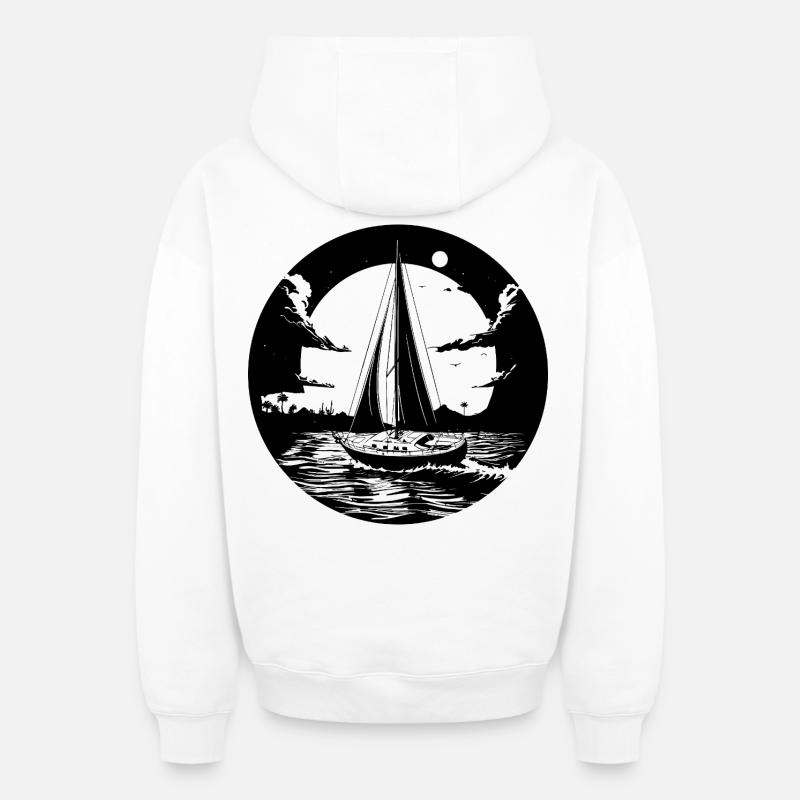 Voile graphique - Sweat à capuche unisexe zippé oversize épais SPREAD - blanc