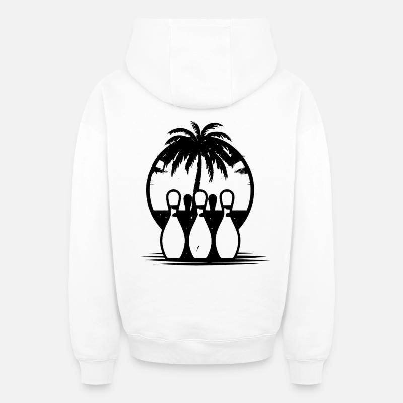 Bowling - Sweat à capuche unisexe zippé oversize épais SPREAD - blanc