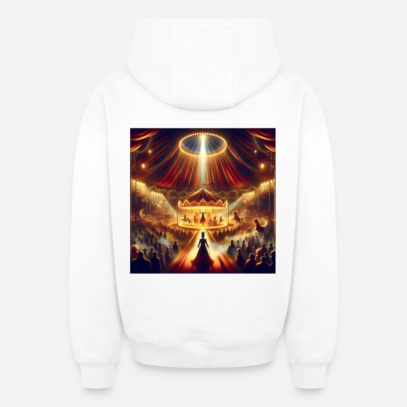 Spectacle de cirque magique - Sweat à capuche unisexe zippé oversize épais SPREAD - blanc