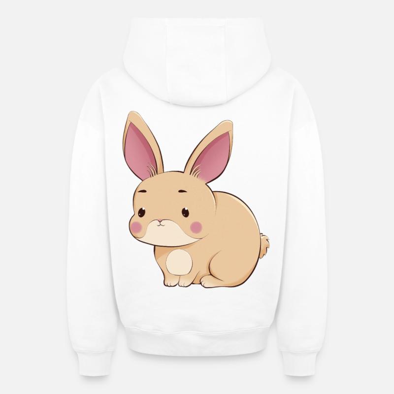 Lièvre - Sweat à capuche unisexe zippé oversize épais SPREAD - blanc