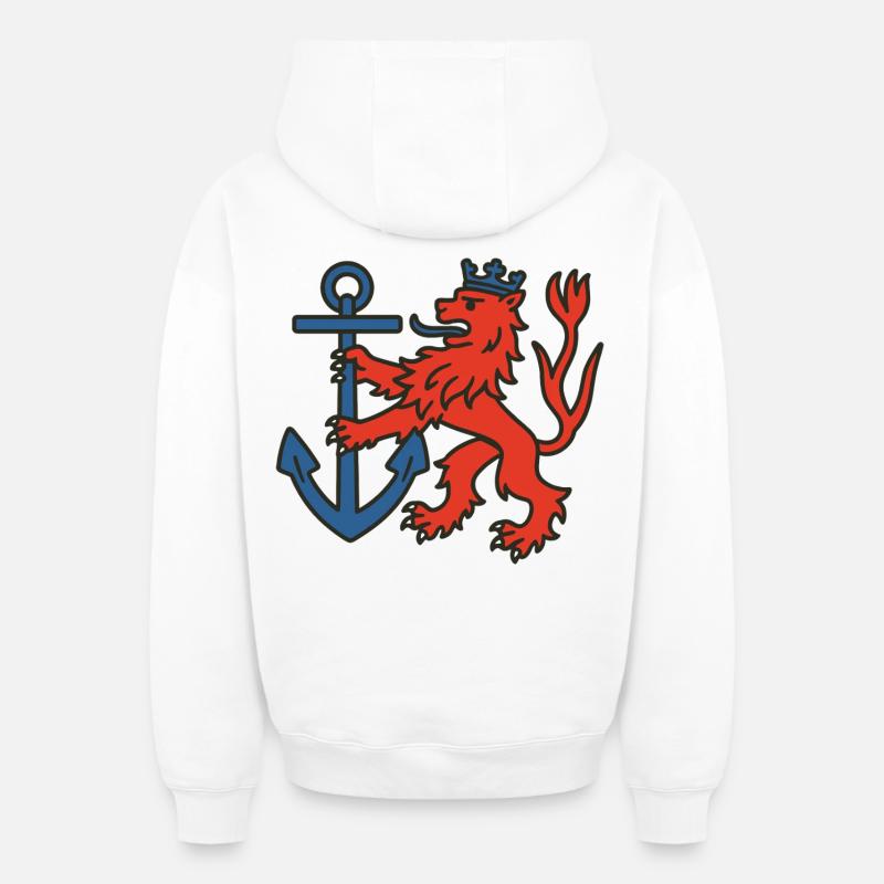 Düsseldorf Lion - Sweat à capuche unisexe zippé oversize épais SPREAD - blanc