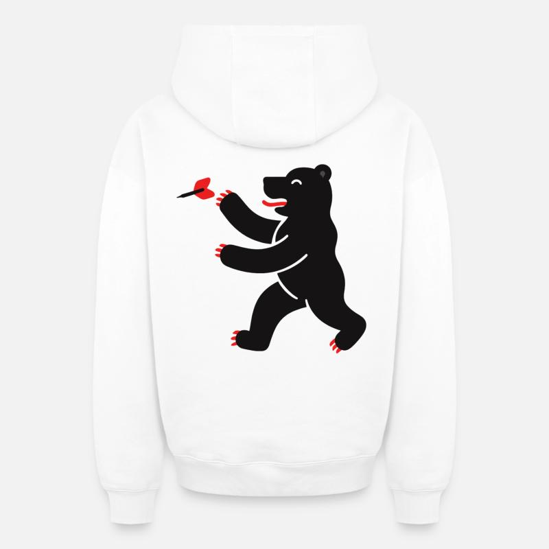 Ours aux fléchettes - Sweat à capuche unisexe zippé oversize épais SPREAD - blanc