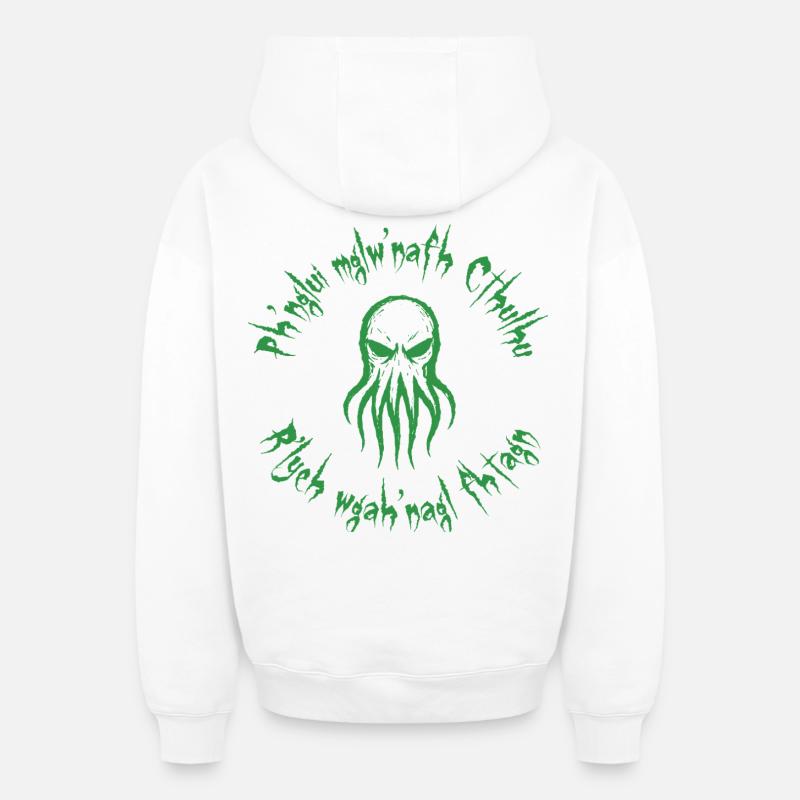 Le réveil de Cthulhu 2 - Sweat à capuche unisexe zippé oversize épais SPREAD - blanc