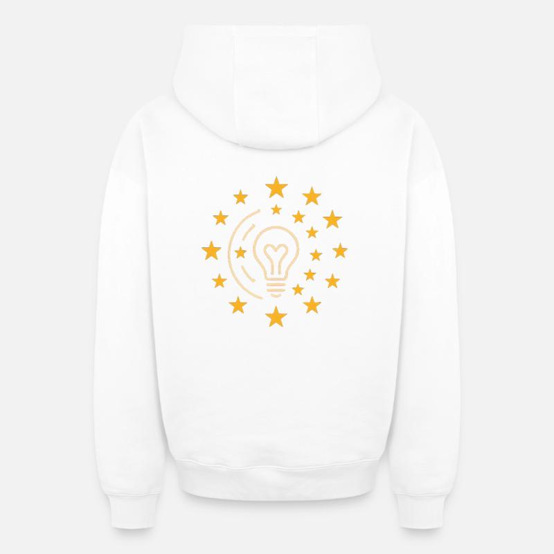 Ampoule créative avec couronne d’étoiles - Sweat à capuche unisexe zippé oversize épais SPREAD - blanc