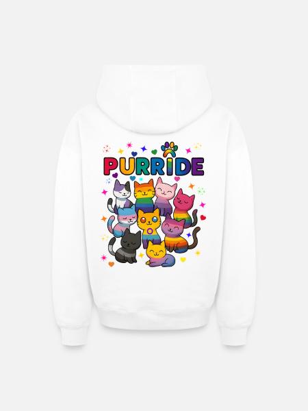Purride LGBT Cats - Oversized Heavyweight Unisex Zip Hoodie - white