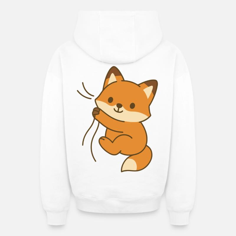 Renardeau douillet - Sweat à capuche unisexe zippé oversize épais SPREAD - blanc