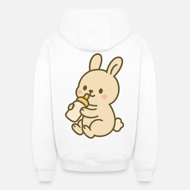 Lapin en flacon - Sweat à capuche unisexe zippé oversize épais SPREAD - blanc