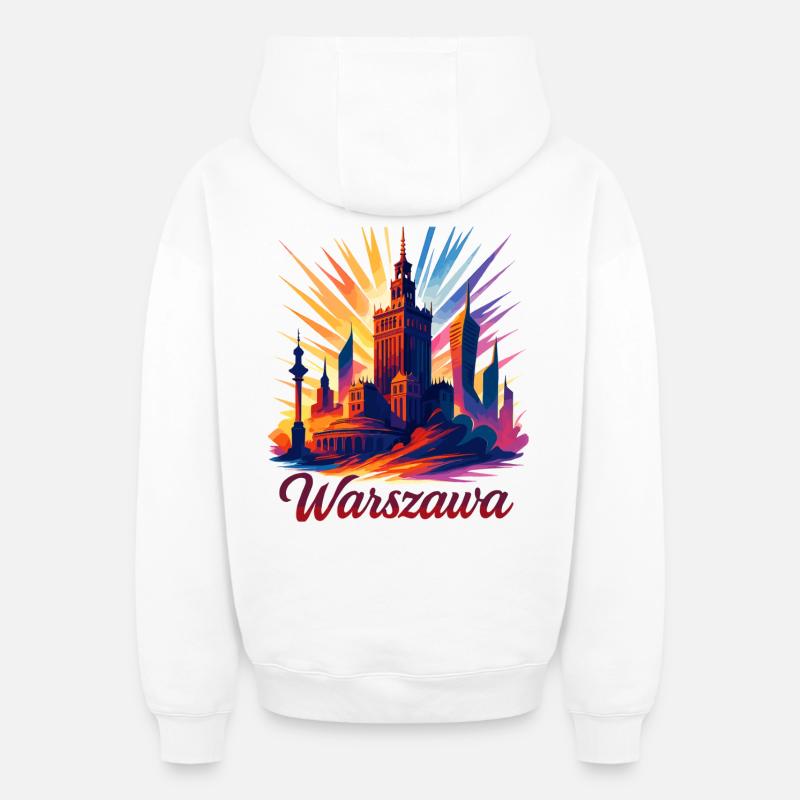 Varsovie Warszawa Capitale Pologne Cadeau - Sweat à capuche unisexe zippé oversize épais SPREAD - blanc