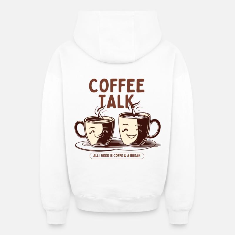 Coffee Addict – Coffee Lover Design - Sweat à capuche unisexe zippé oversize épais SPREAD - blanc