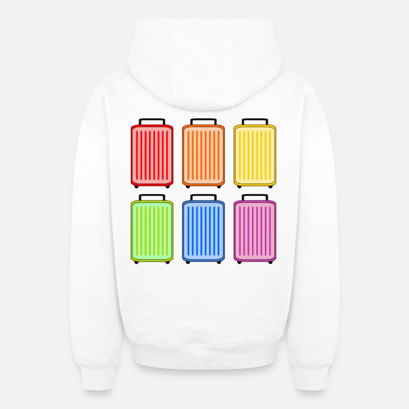 VALISE ARC-EN-CIEL - Sweat à capuche unisexe zippé oversize épais SPREAD - blanc