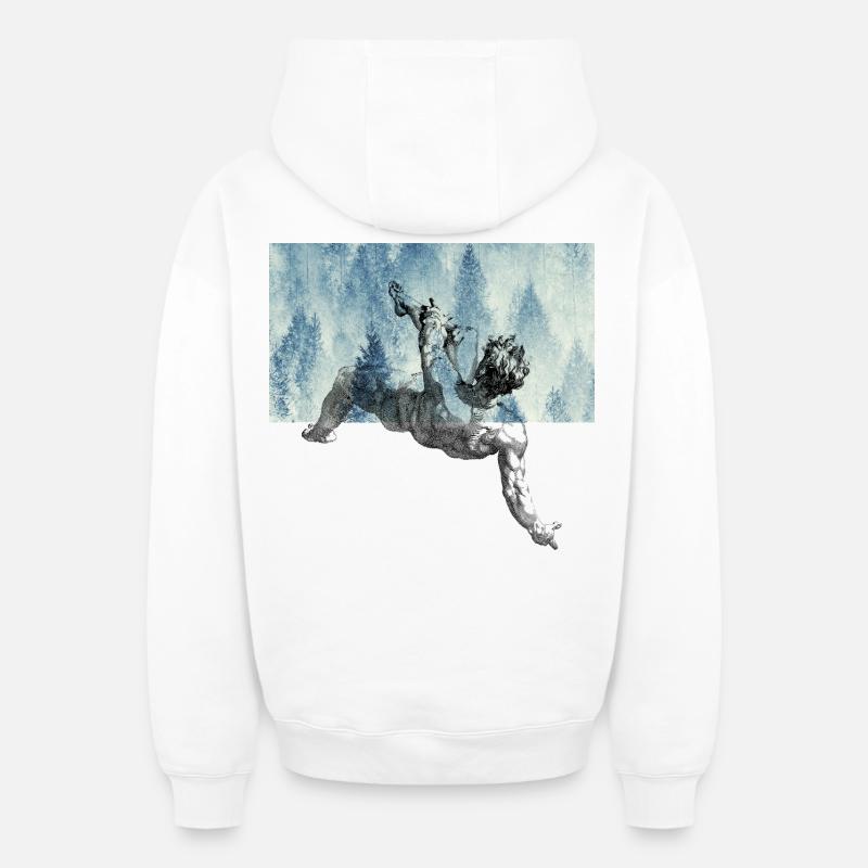 Chute du majestueux Icare - Sweat à capuche unisexe zippé oversize épais SPREAD - blanc