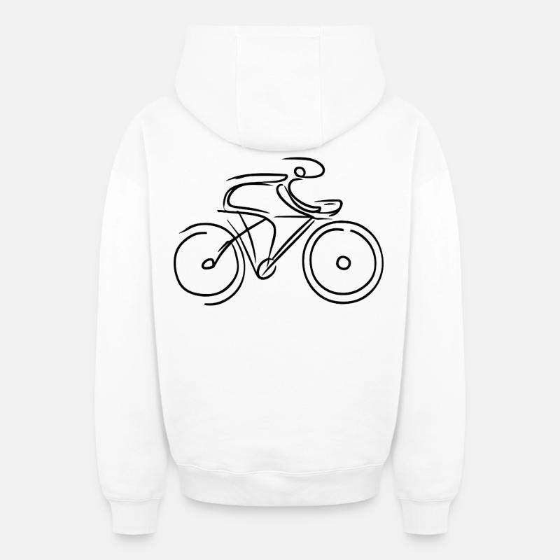 Graphique de vélo de route - Sweat à capuche unisexe zippé oversize épais SPREAD - blanc