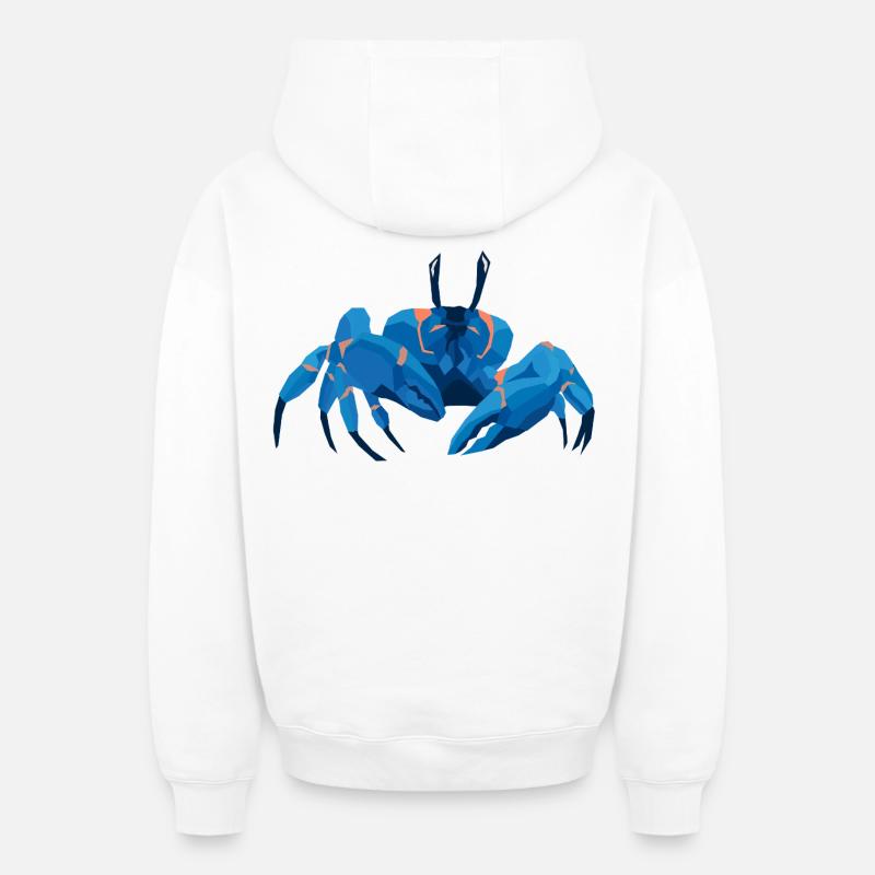 Krabe Bleu Style Polygonal - Sweat à capuche unisexe zippé oversize épais SPREAD - blanc