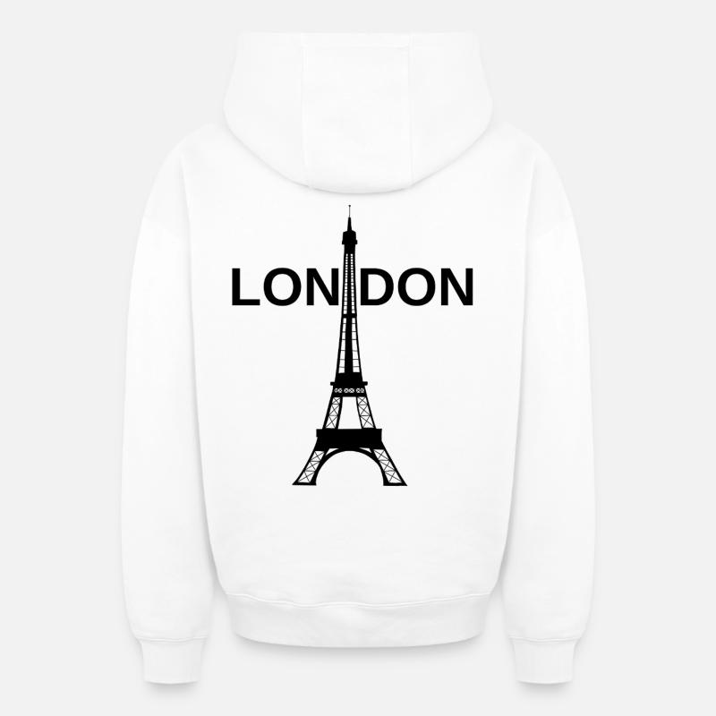 Visite de Londres - Sweat à capuche unisexe zippé oversize épais SPREAD - blanc