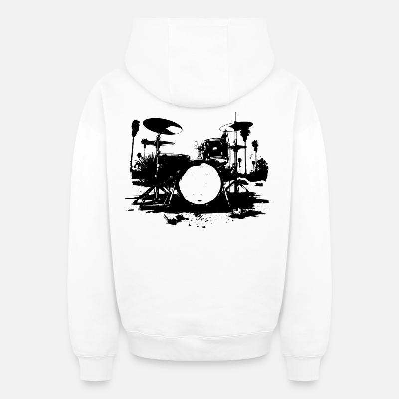 Percussion - Sweat à capuche unisexe zippé oversize épais SPREAD - blanc