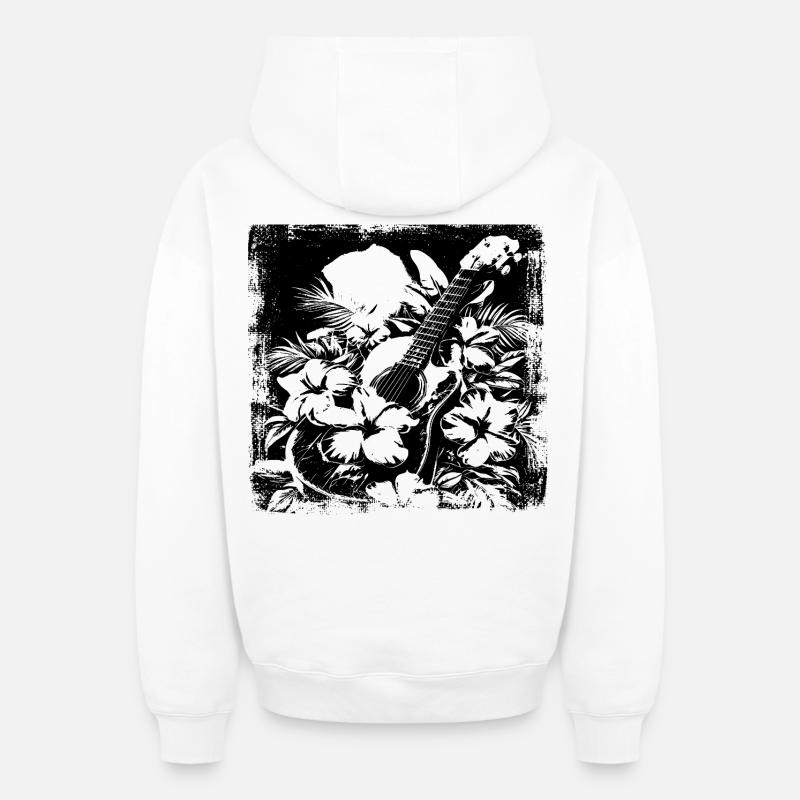 Guitare - Sweat à capuche unisexe zippé oversize épais SPREAD - blanc