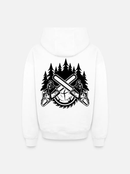 Tronçonneuses - Sweat à capuche unisexe zippé oversize épais SPREAD - blanc