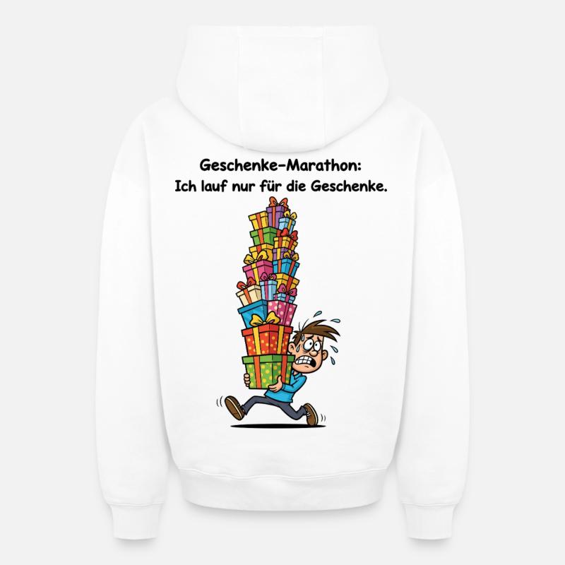 Marathon de cadeaux - Sweat à capuche unisexe zippé oversize épais SPREAD - blanc