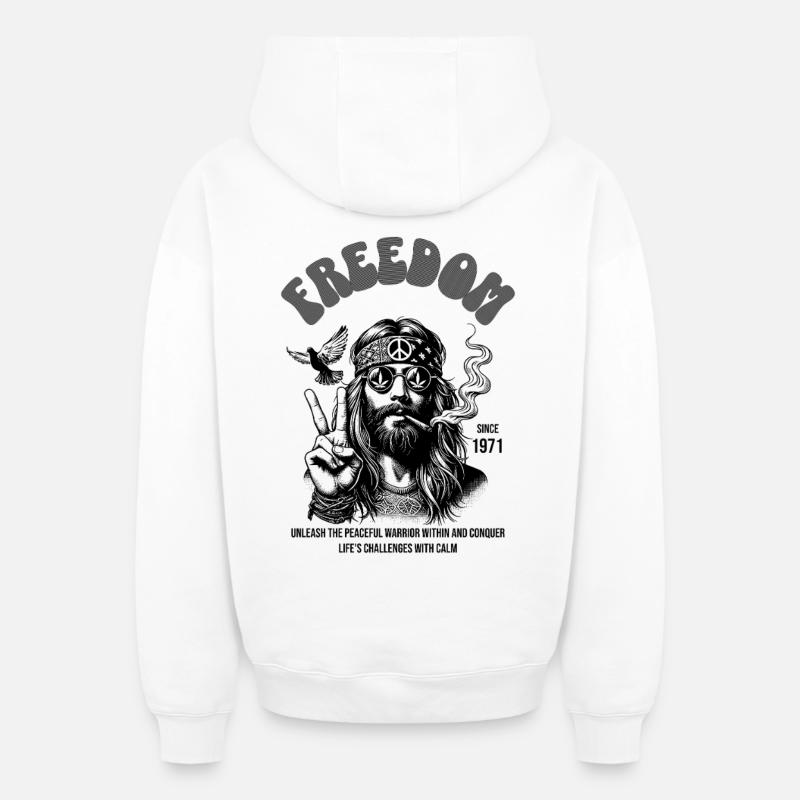 Hippie relaxant - Sweat à capuche unisexe zippé oversize épais SPREAD - blanc