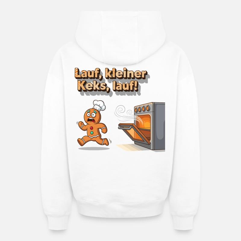 Cours, petit biscuit, cours ! - Sweat à capuche unisexe zippé oversize épais SPREAD - blanc