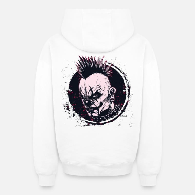 clown mohawk effrayant - Sweat à capuche unisexe zippé oversize épais SPREAD - blanc