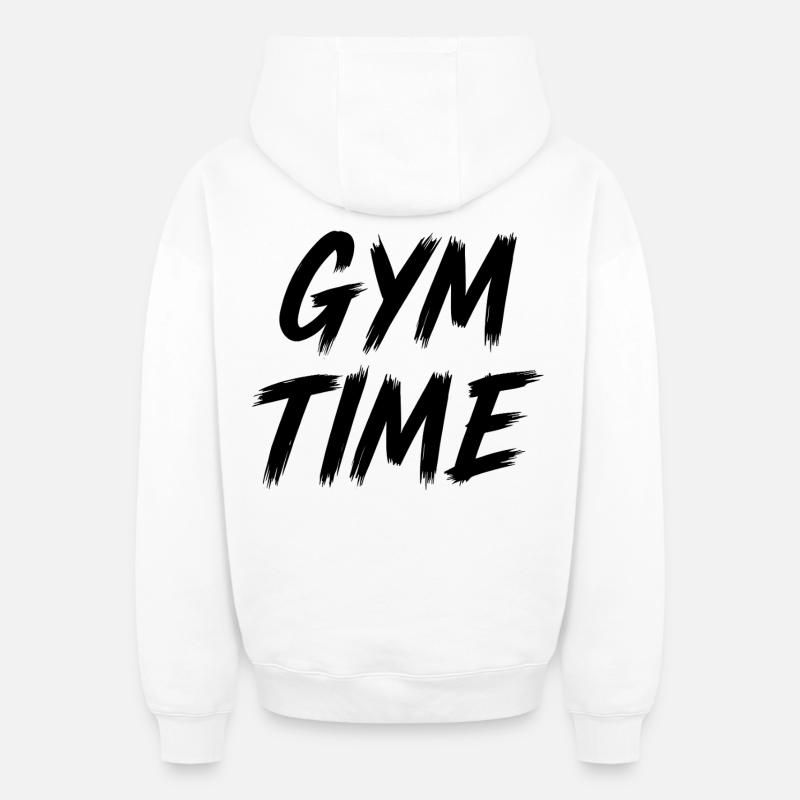 Temps de gym - Sweat à capuche unisexe zippé oversize épais SPREAD - blanc