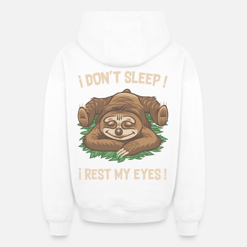 Je ne dors pas ! - Sweat à capuche unisexe zippé oversize épais SPREAD - blanc