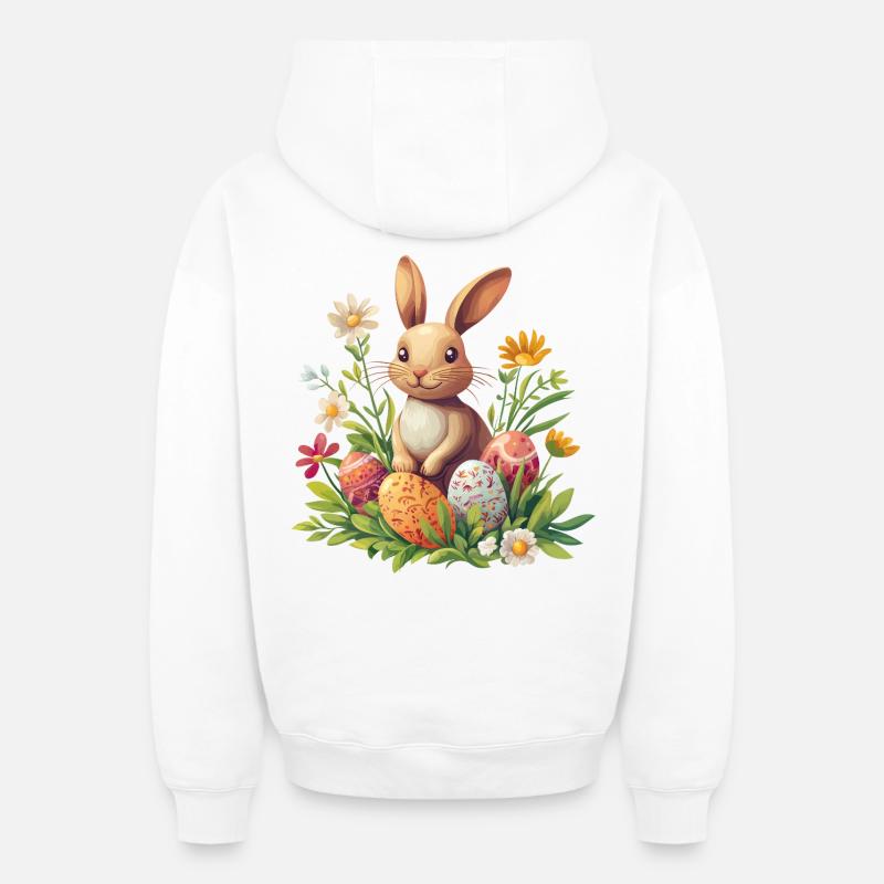 Lapin de Pâques - Sweat à capuche unisexe zippé oversize épais SPREAD - blanc