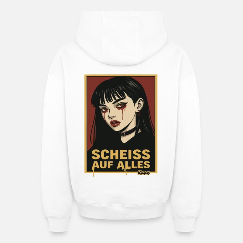 Fille gothique emo avec déclaration - Sweat à capuche unisexe zippé oversize épais SPREAD - blanc
