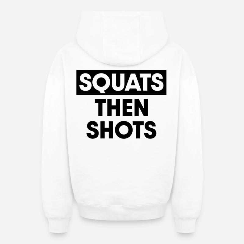 Squats puis tirs - Sweat à capuche unisexe zippé oversize épais SPREAD - blanc