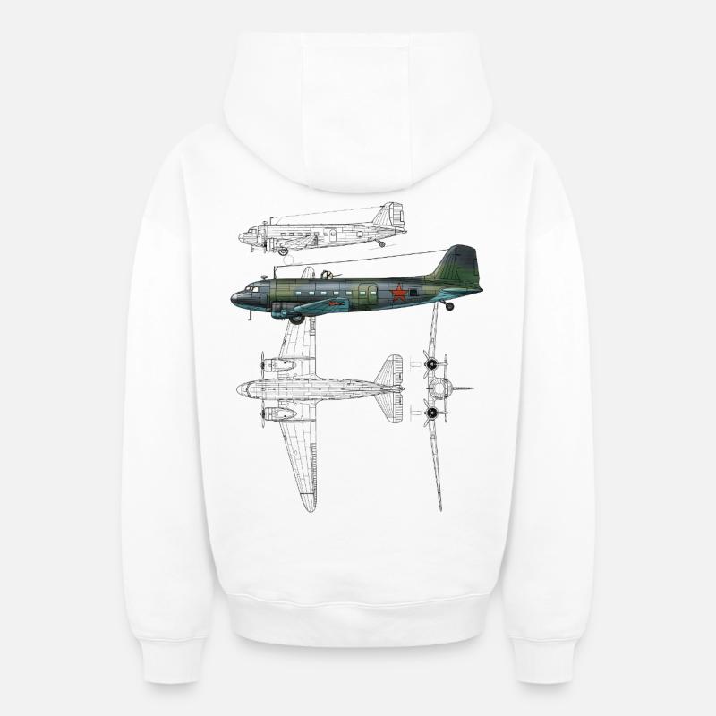 Li-2 - Sweat à capuche unisexe zippé oversize épais SPREAD - blanc