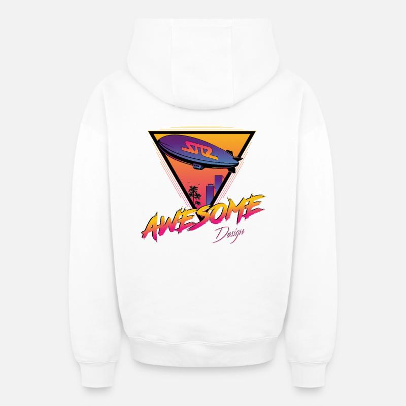 Dirigeable - Sweat à capuche unisexe zippé oversize épais SPREAD - blanc