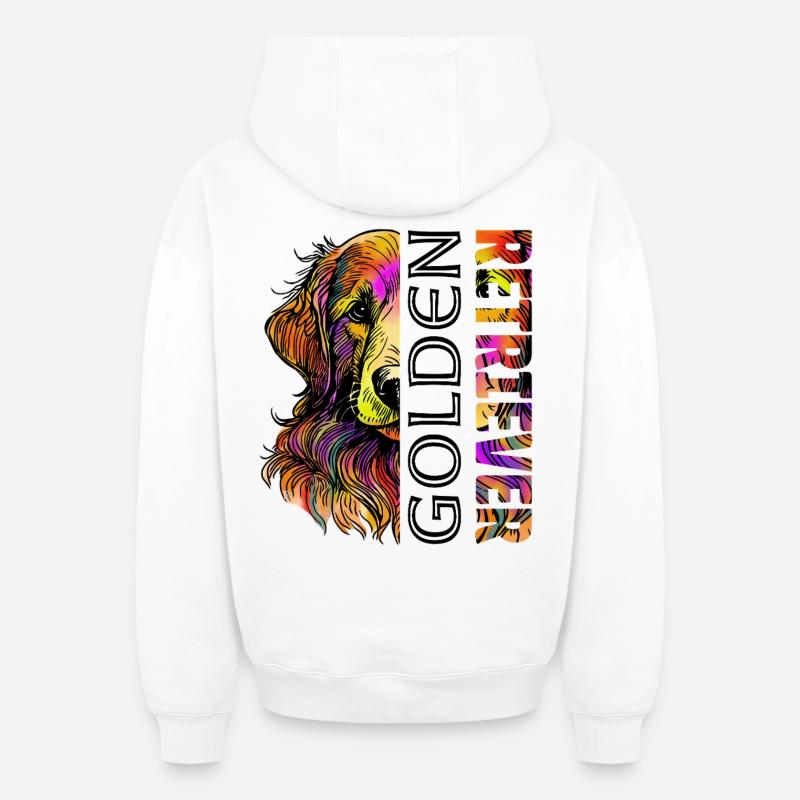 Golden retriever - Sweat à capuche unisexe zippé oversize épais SPREAD - blanc