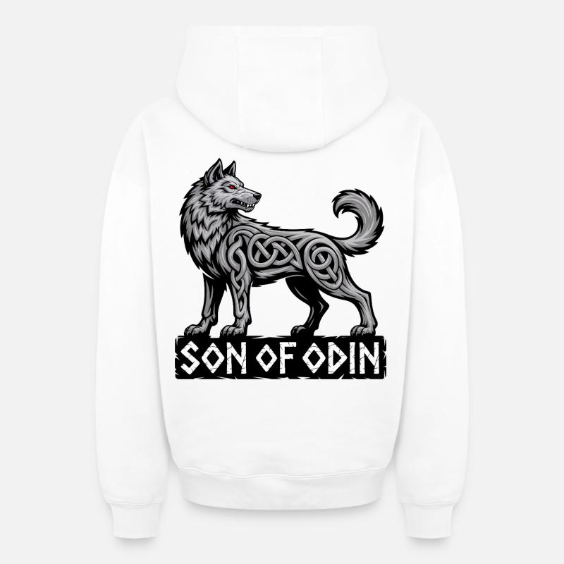 Fils d’Odin Wolf - Sweat à capuche unisexe zippé oversize épais SPREAD - blanc