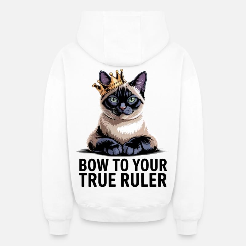 Chat royal - Sweat à capuche unisexe zippé oversize épais SPREAD - blanc