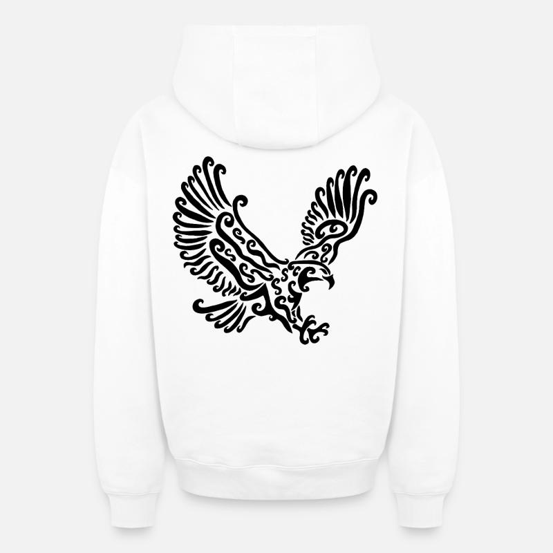 Schwarzer Adler - Oversized Heavyweight Unisex Zip Hoodie - Weiß
