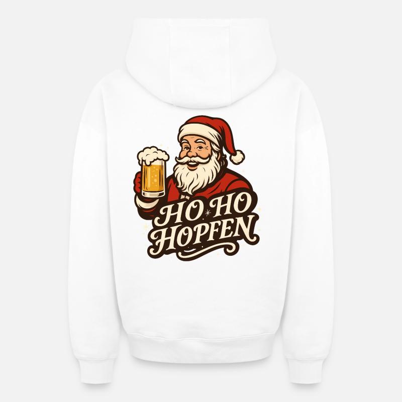 Houblon Ho Ho - Sweat à capuche unisexe zippé oversize épais SPREAD - blanc