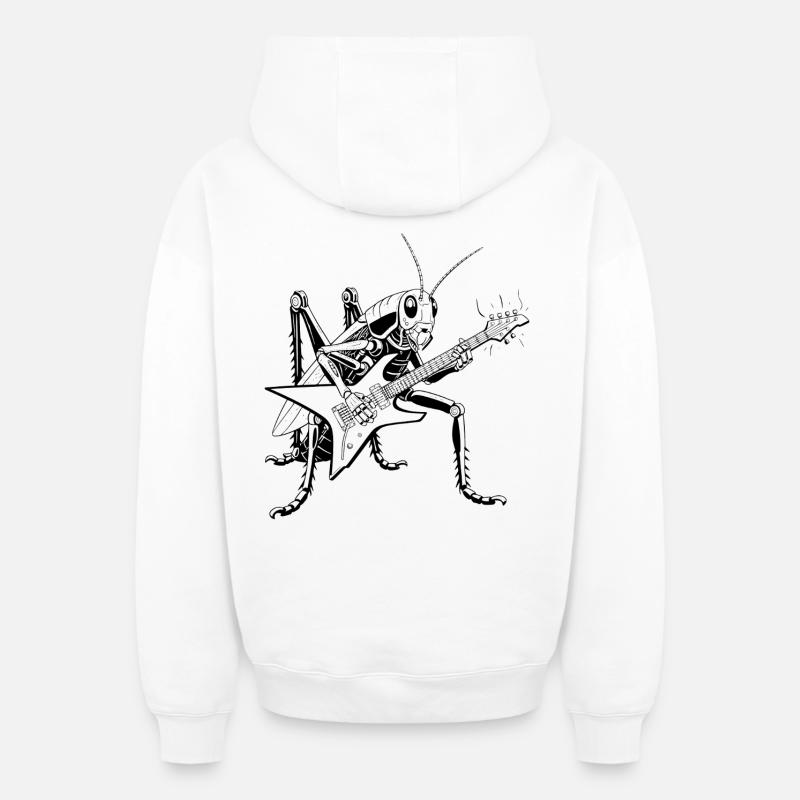 Grasshopper guitariste - Sweat à capuche unisexe zippé oversize épais SPREAD - blanc