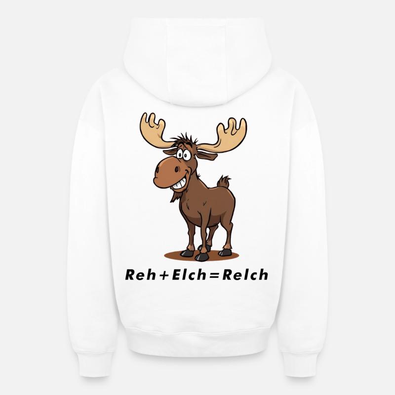 Chevreuil + élan = Relch - Sweat à capuche unisexe zippé oversize épais SPREAD - blanc
