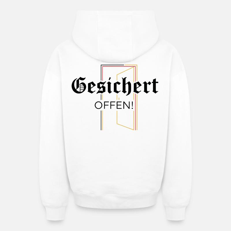 Ouvert sécurisé ! Déclaration - Sweat à capuche unisexe zippé oversize épais SPREAD - blanc