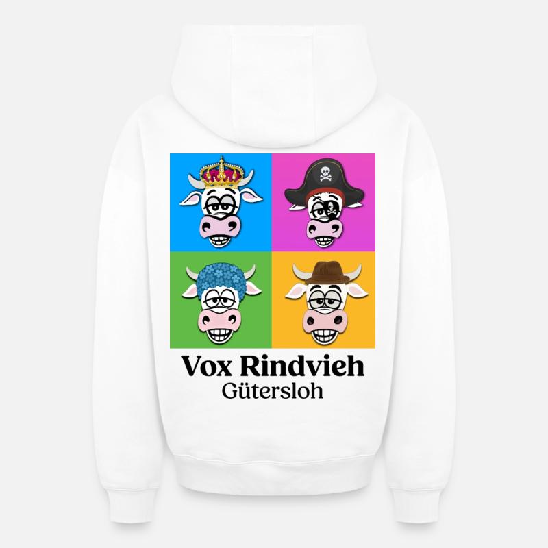 Kuhquartett-VR mit Text - Oversized Heavyweight Unisex Zip Hoodie - Weiß
